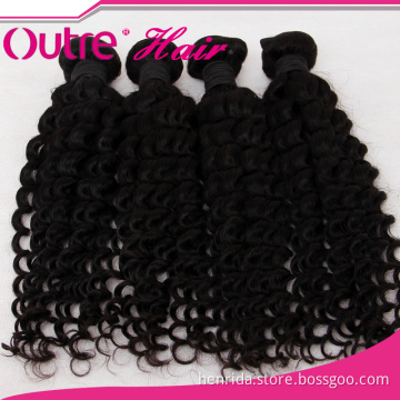 Factory Price Grade 6A 1b# Brazilian Curly Virgin Hair Extension Weft Deep Wave Unprocessed Human Hair Weave 100g/PCS